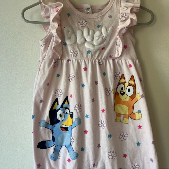 Bluey Baby Girls Romper 6-9M Pink Ruffle Sleeveless One-Piece Snaps Bingo Ruffle - Picture 2 of 8